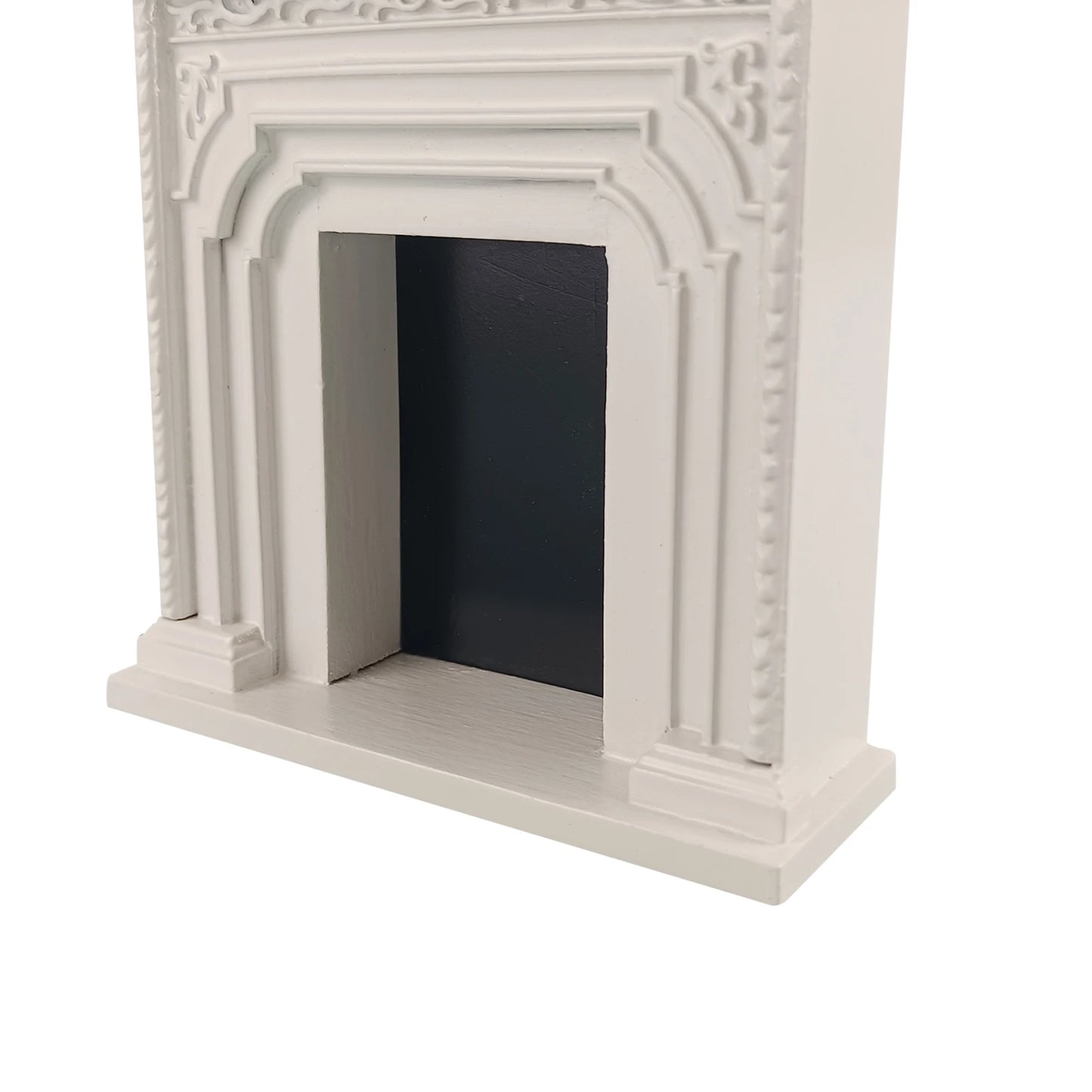 Maison de poupée miniature à l'échelle 1:12, cheminée blanche ornée avec meubles en miroir
