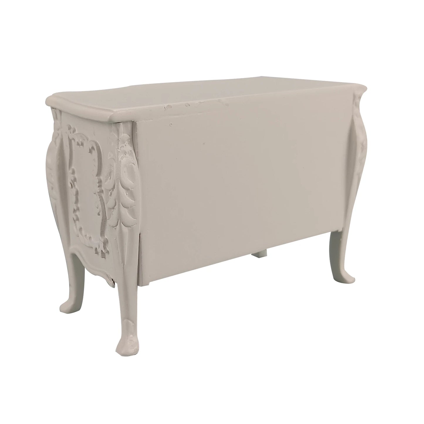 Meuble de buffet à tiroirs en bois sculpté blanc pour maison de poupée miniature à l'échelle 1:12