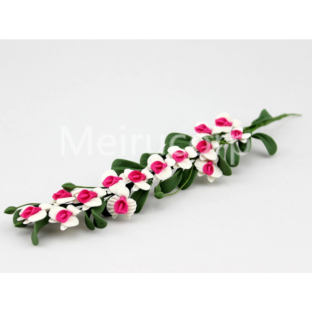 Decoración de orquídeas en forma de enredadera en miniatura para casa de muñecas a escala 1:12