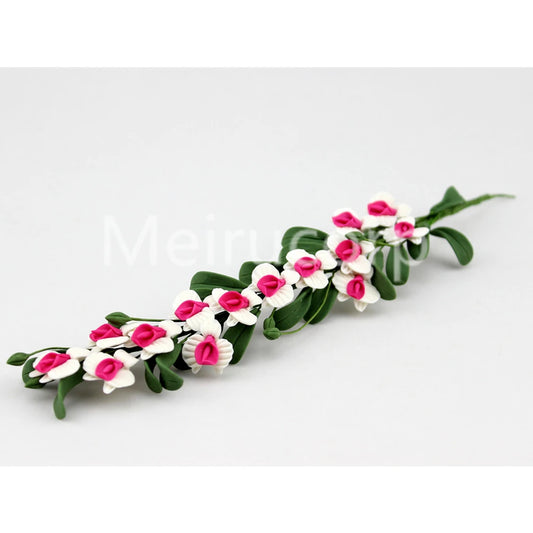 Decoración de orquídeas en forma de enredadera en miniatura para casa de muñecas a escala 1:12