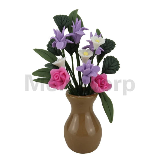 Decoración floral para casa de muñecas a escala 1:12: accesorio de mobiliario en miniatura para el hogar