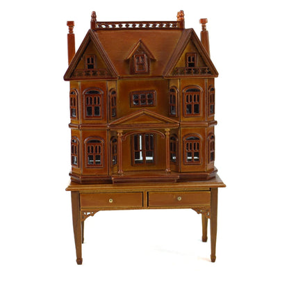 Mesa de casa de muñecas en miniatura de nogal a escala 1:144 para exhibición de muebles a escala 1:12
