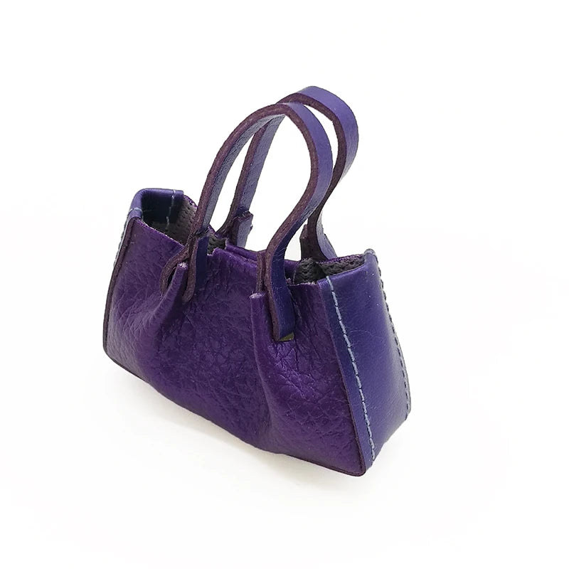 1:6 Scale Miniature Leather Handbag Purse Lady Shoulder Bag Fashion Doll Accessories For Dollhouse