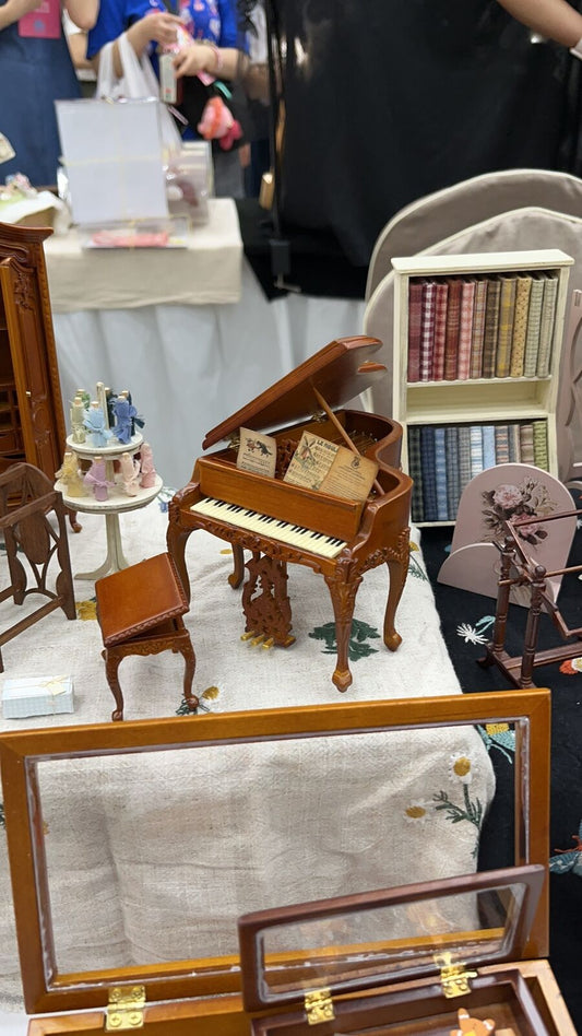 Fine Miniatures Grand Triangle Piano Multi-Color Vintage Dollhouse Piano 1:12