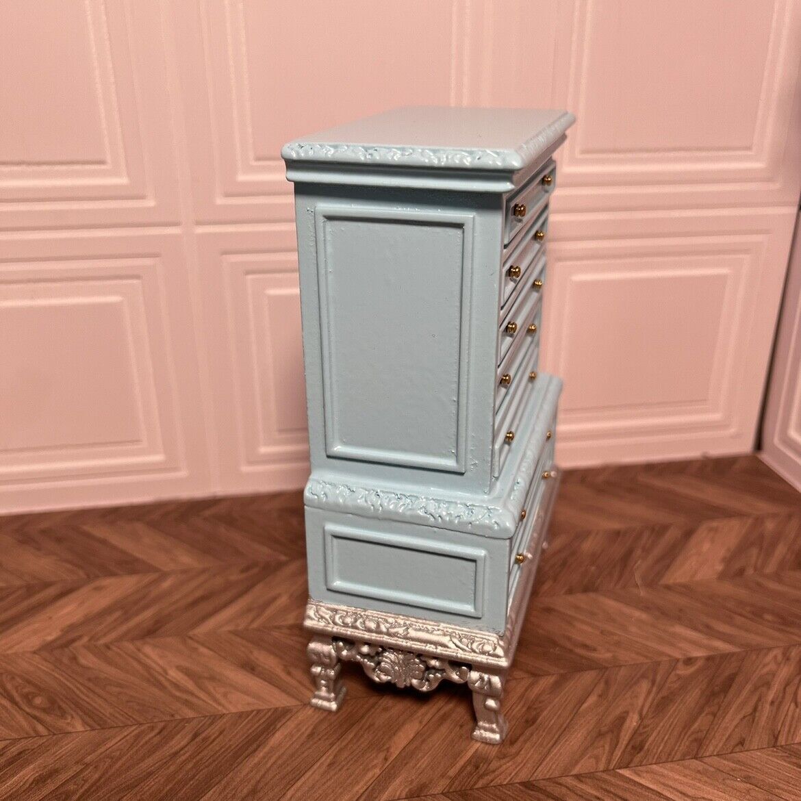 1:12 Retro European Classic Rare Blue Queen Mary House Miniature Furniture