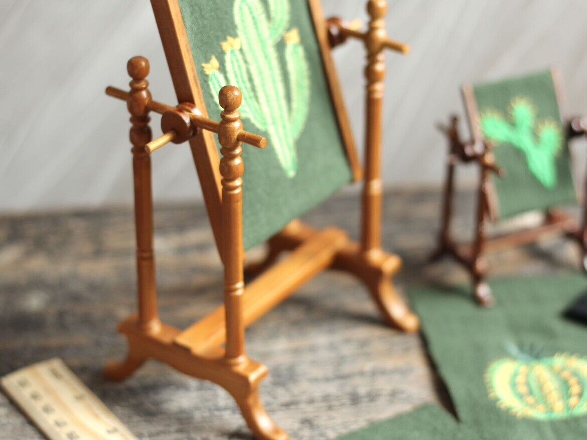 Soporte para bastidor de bordado en miniatura a escala 1:6, muebles para casa de muñecas Blythe