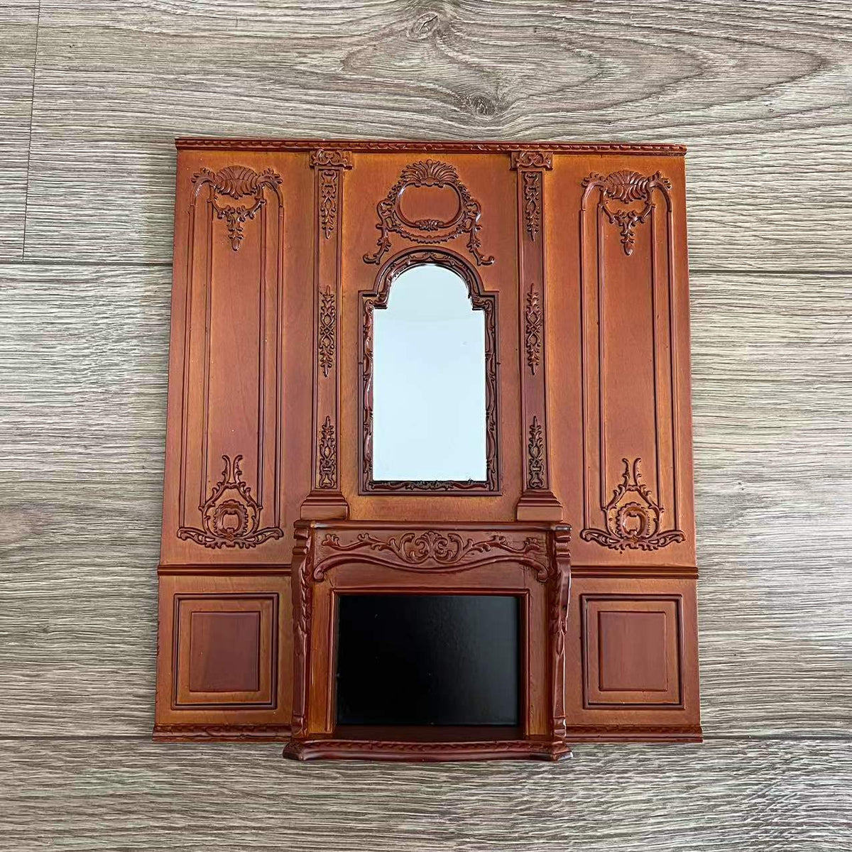 Miniature Dollhouse 1:12 Mini Furniture Gold Plate Background Mirror Fireplace