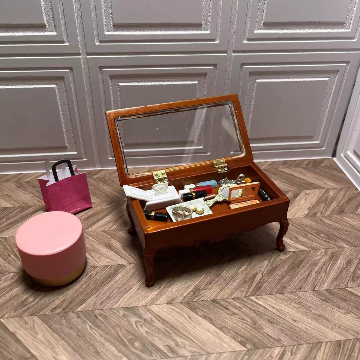 Miniature Dollhouse 1:12 Mini Furniture Ob11 Small Tea Table Open Storage Blythe