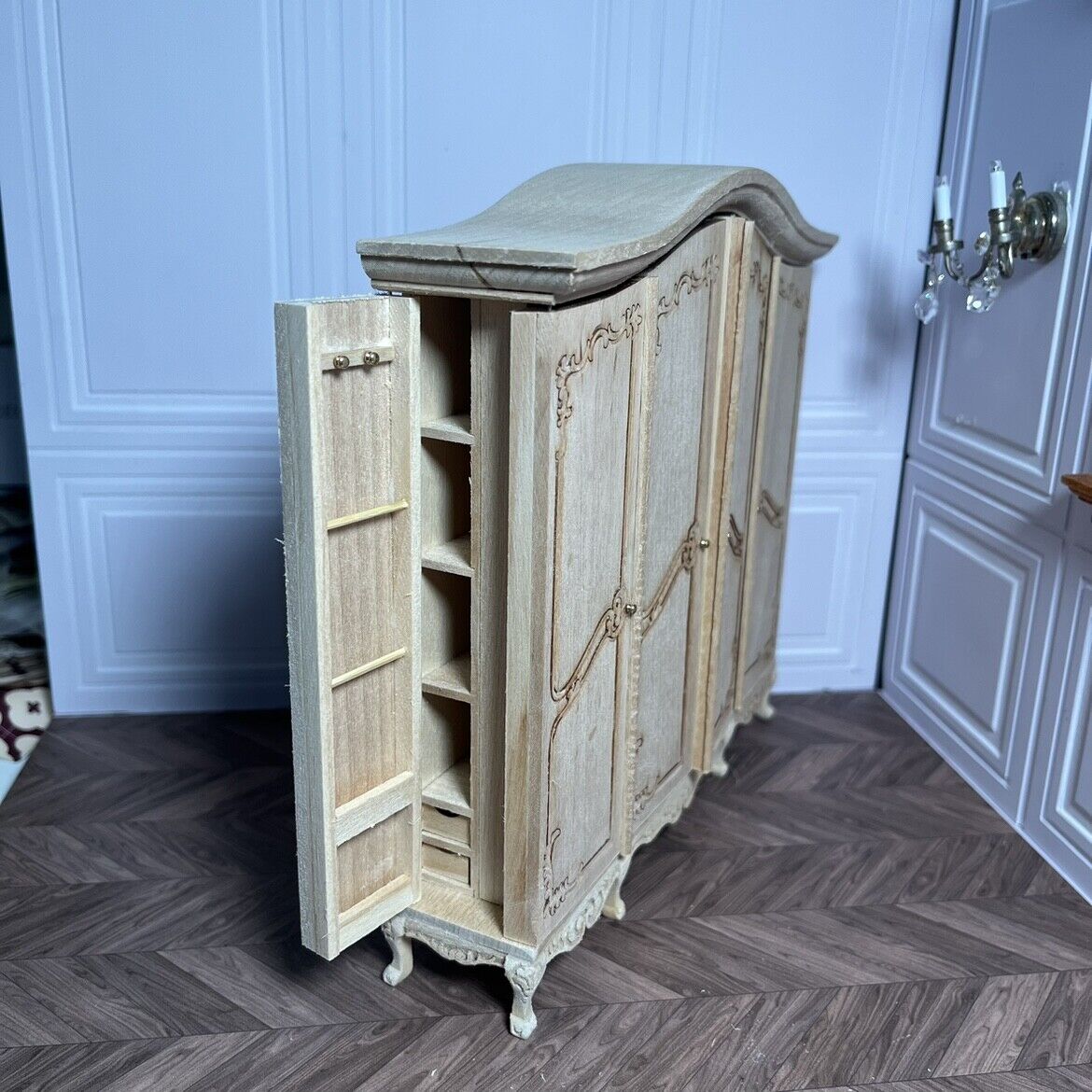 Mini muebles 1:12 OB11 Armario de almacenamiento de cuatro puertas Casa de muñecas Blythe