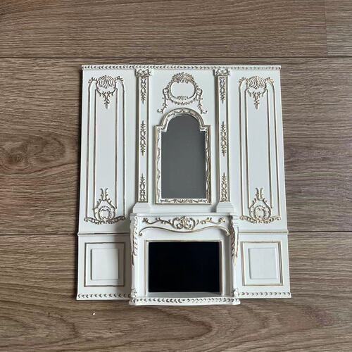 Miniature Dollhouse 1:12 Mini Furniture Gold Plate Background Mirror Fireplace