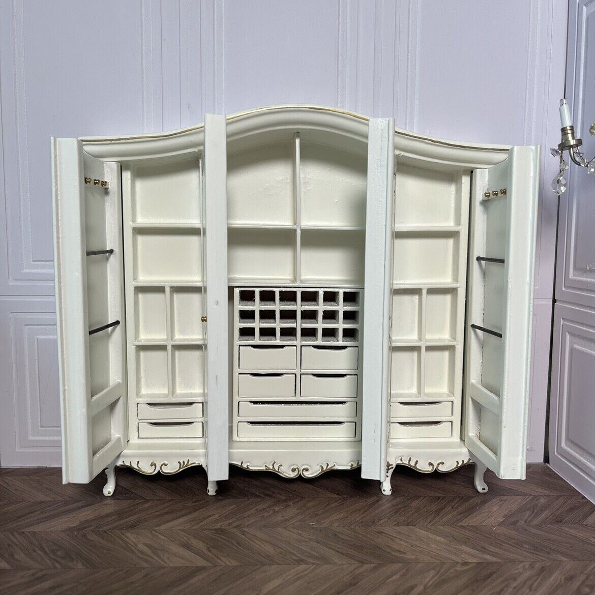 Mini muebles 1:12 OB11 Armario de almacenamiento de cuatro puertas Casa de muñecas Blythe