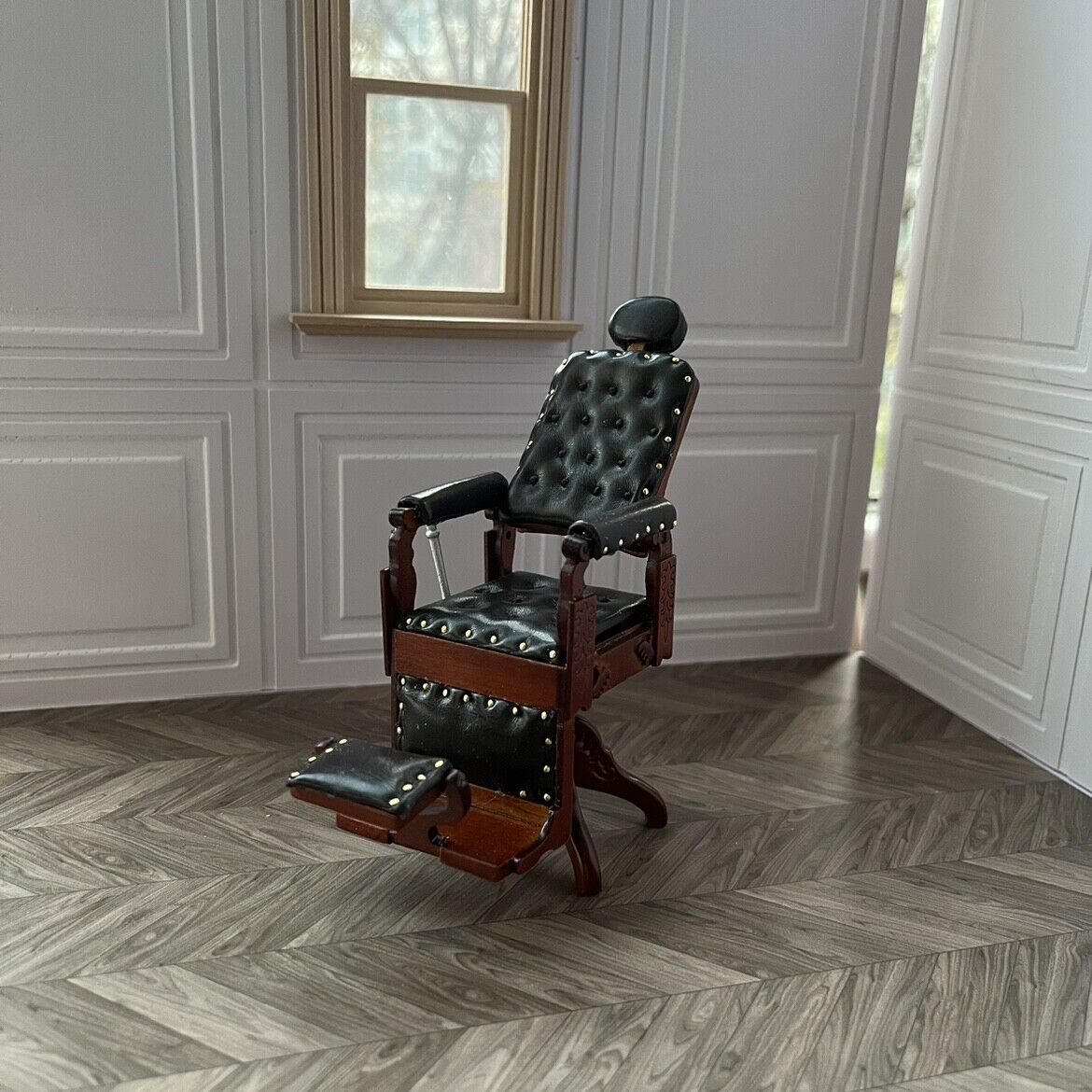 Muebles en miniatura para casa de muñecas, silla de barbero, accesorios para Blythe y BJD. 