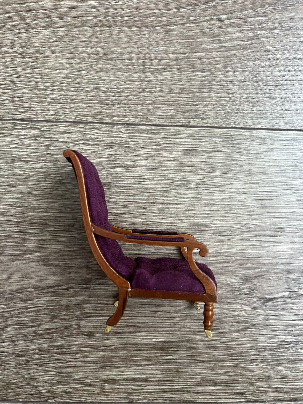 Miniature Furniture William IV Purple Suede Library Chair Four-Legged Pulley