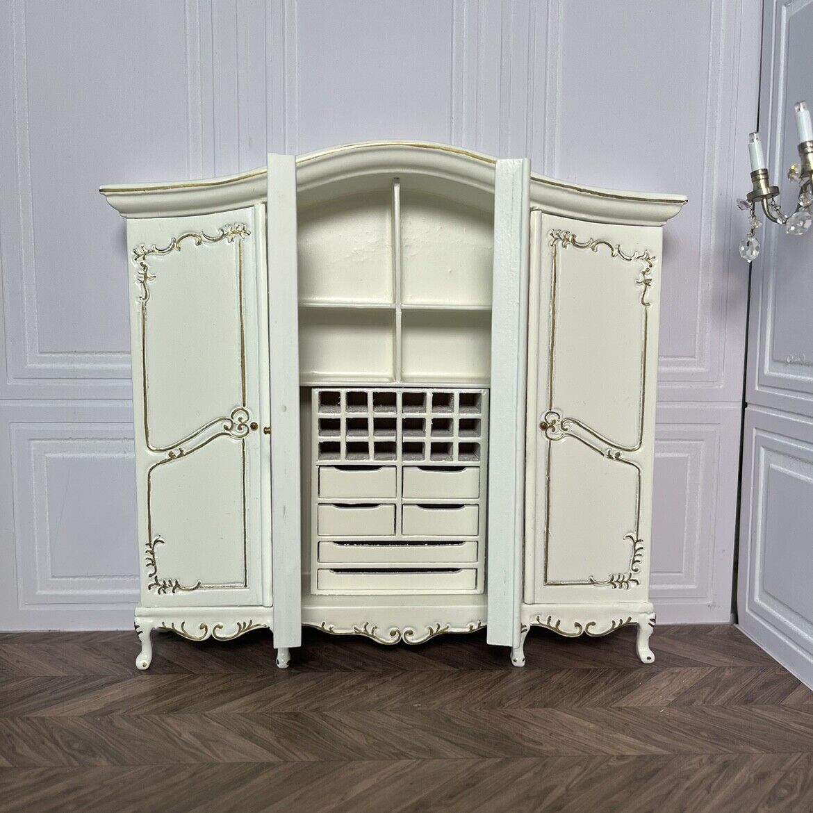 Mini muebles 1:12 OB11 Armario de almacenamiento de cuatro puertas Casa de muñecas Blythe