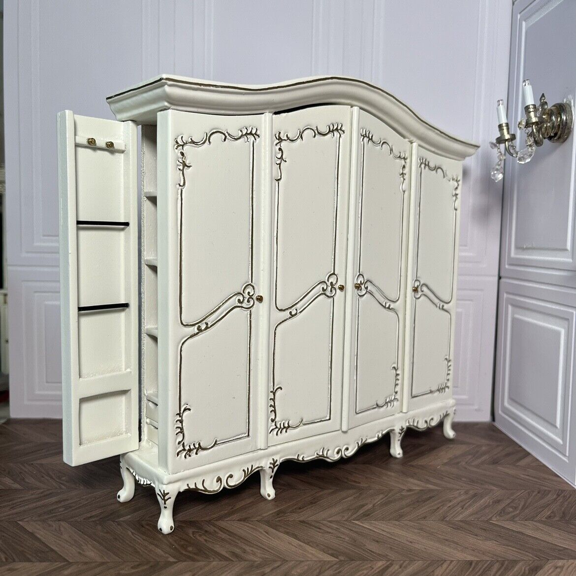 Mini muebles 1:12 OB11 Armario de almacenamiento de cuatro puertas Casa de muñecas Blythe
