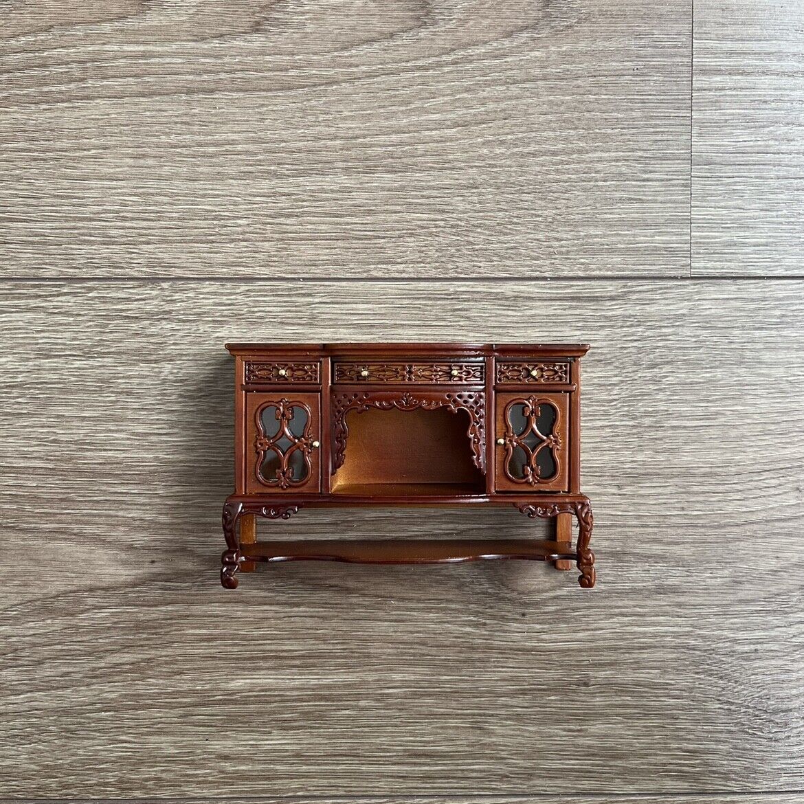 Muebles en miniatura para casa de muñecas OB11, mesa de exhibición de nogal, 1:12 