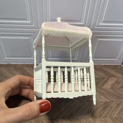 Miniature Furniture Blythe Ob11 Handmade Furniture Model Pink Ceiling White Crib