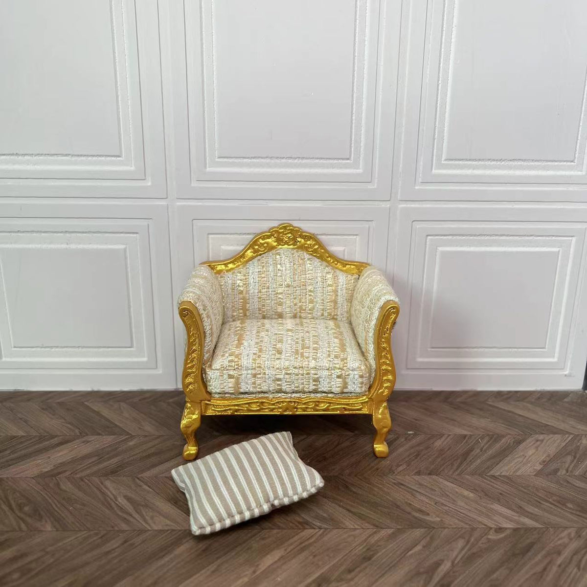 Mini Dollhouse Miniature Furniture Ob11 Golden Double/Single Sofa with Cushion