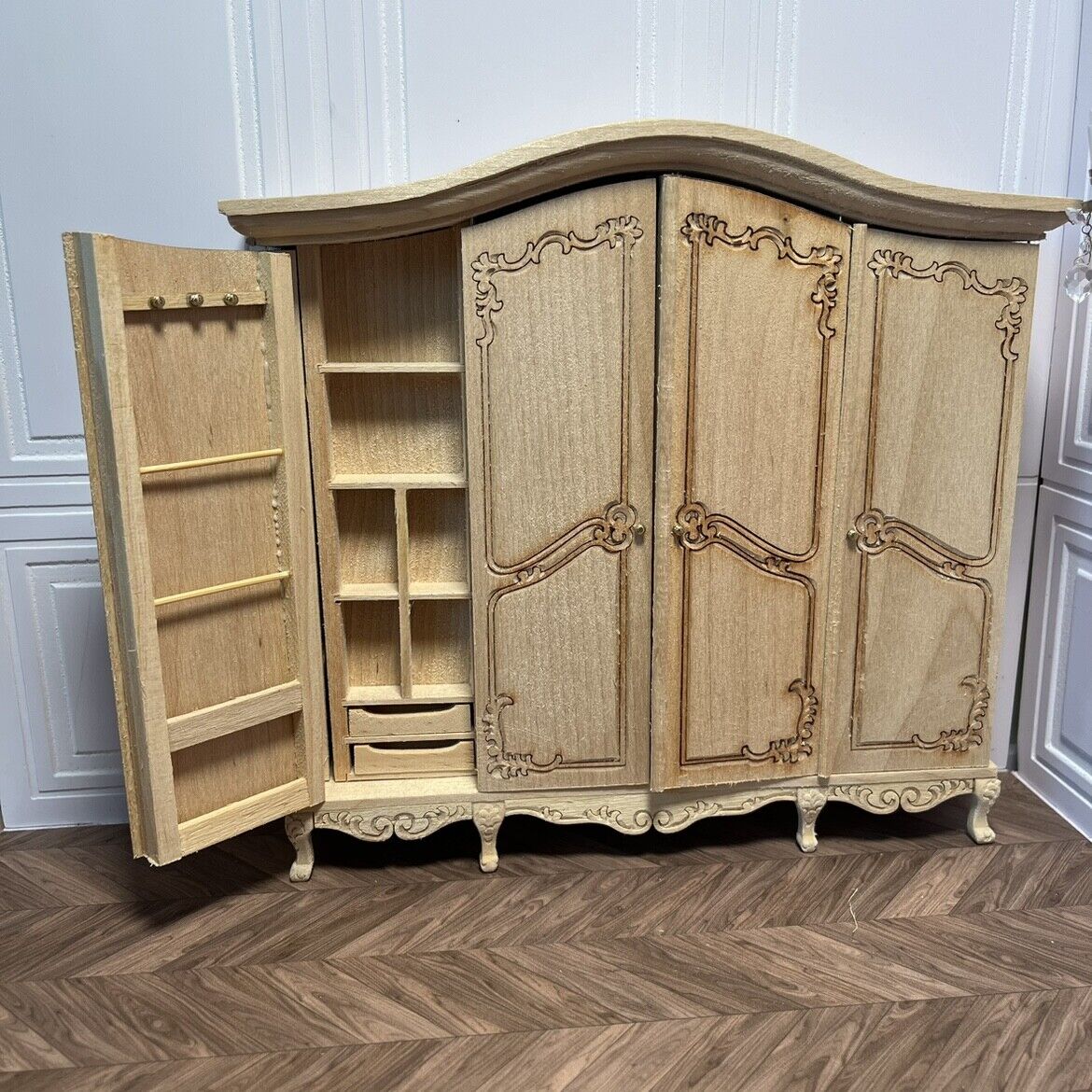 Mini muebles 1:12 OB11 Armario de almacenamiento de cuatro puertas Casa de muñecas Blythe