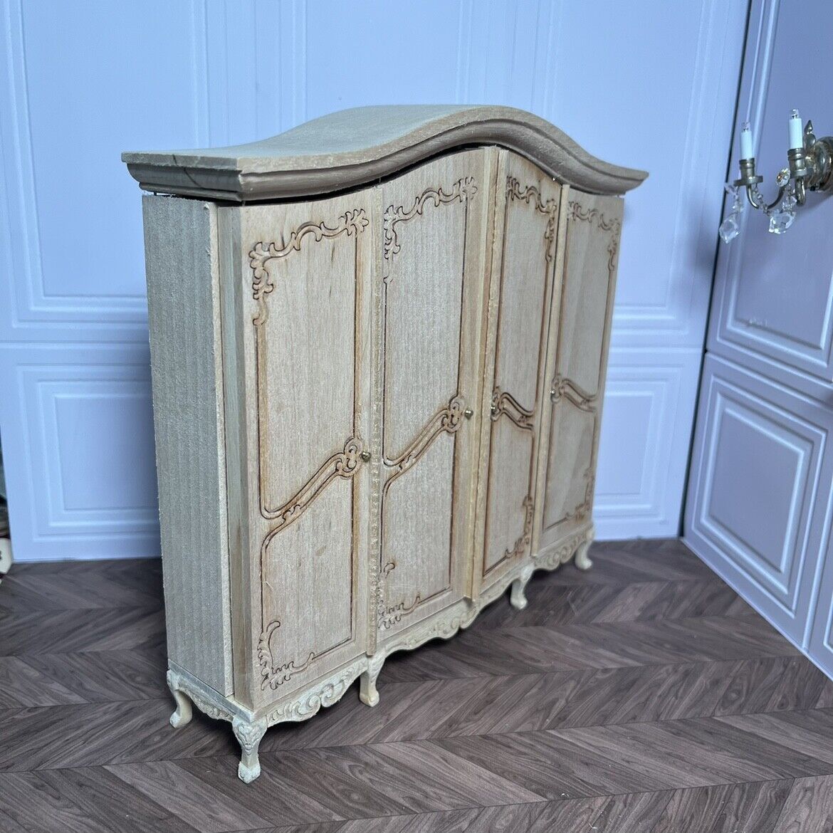 Mini muebles 1:12 OB11 Armario de almacenamiento de cuatro puertas Casa de muñecas Blythe