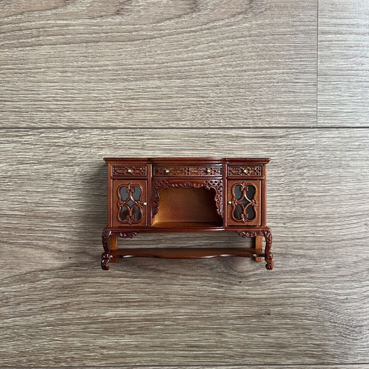 Muebles en miniatura para casa de muñecas OB11, mesa de exhibición de nogal, 1:12 