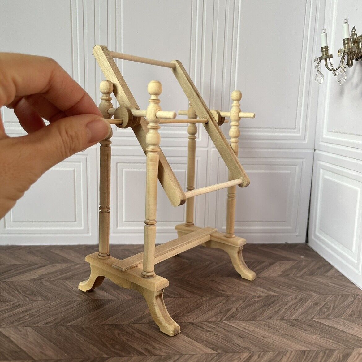 Soporte para bastidor de bordado en miniatura a escala 1:6, muebles para casa de muñecas Blythe