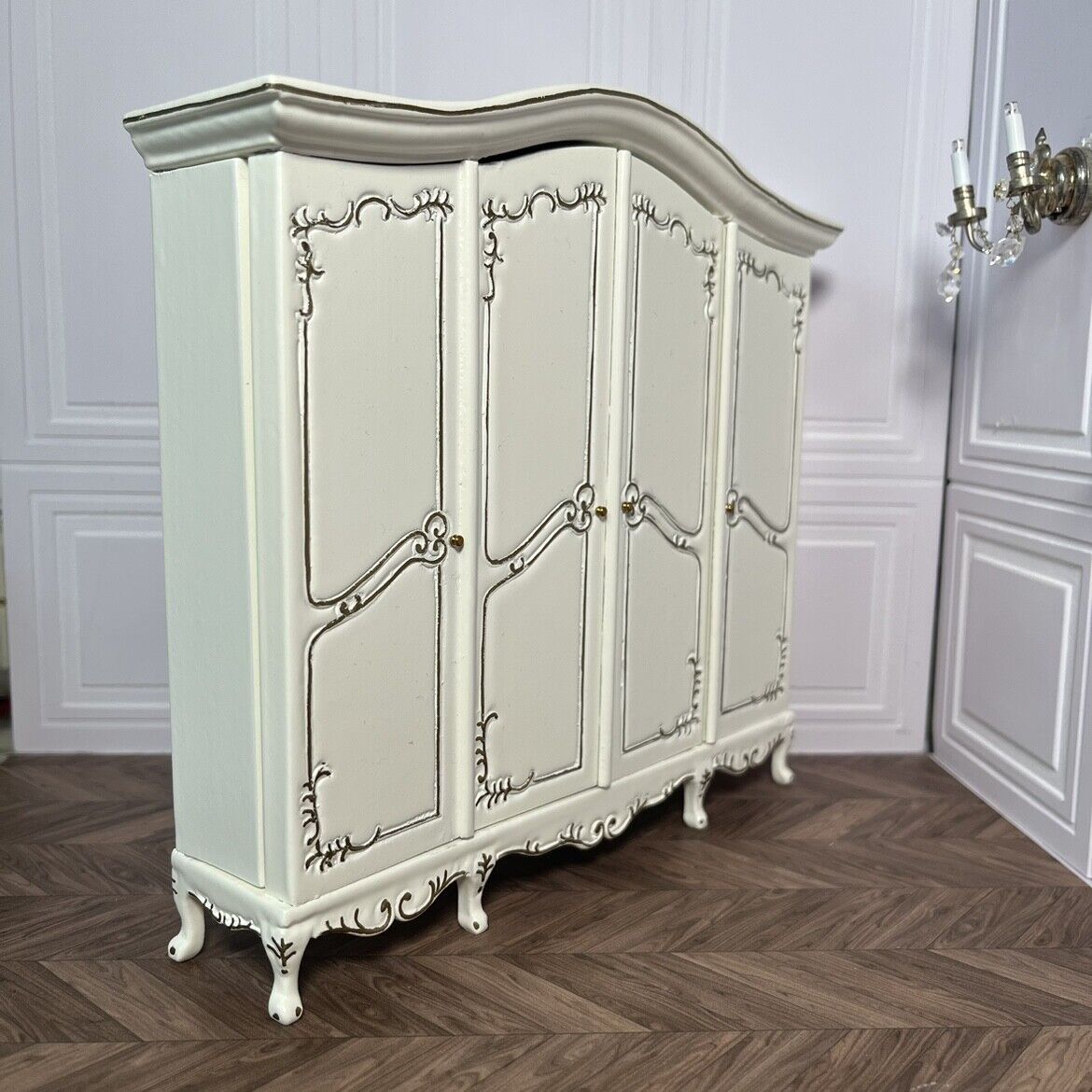 Mini muebles 1:12 OB11 Armario de almacenamiento de cuatro puertas Casa de muñecas Blythe