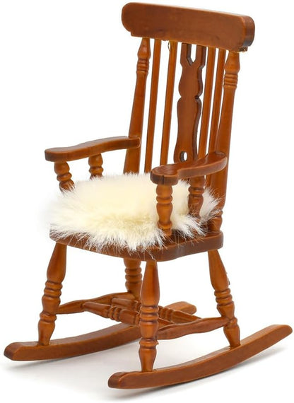 1:12 Scale Vintage Wooden Rocking Chair With Velvet Cushion Miniature Dollhouse Furniture For Brewster Dollhouse