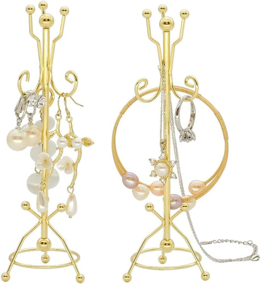 1:12 Scale Miniature Metal Jewelry Stand Organizer With Coat Rack Design For Earrings And Rings Miniature Dollhouse Accessory