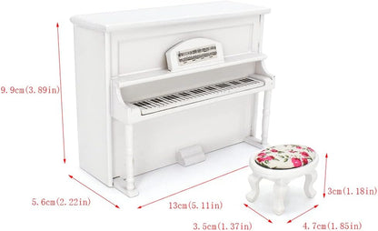 1:12 Scale Wooden Dollhouse Furniture Pink Bedroom Set With Piano Miniature Dollhouse Accessories For Girls