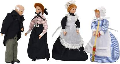 1:12 Scale Victorian Dollhouse Furniture Set Miniature Servant Dolls 4Pcs For Miniature Dollhouse