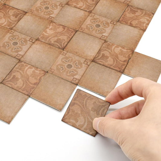 1:12 Scale 1:6 Scale Miniature Dollhouse Floor Tiles Double Sided 30Pcs Classical Inlays Brown Marbling Miniature Furniture Accessories