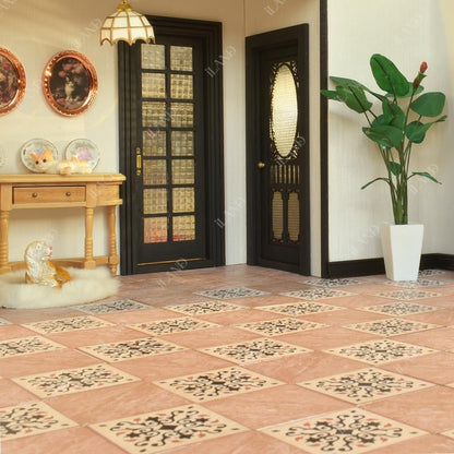 1:12 Scale 1:6 Scale Dollhouse Flooring Tiles Double Sided 30pcs Miniature Dollhouse Accessories Noble Swords In Vines Twill Marbeling