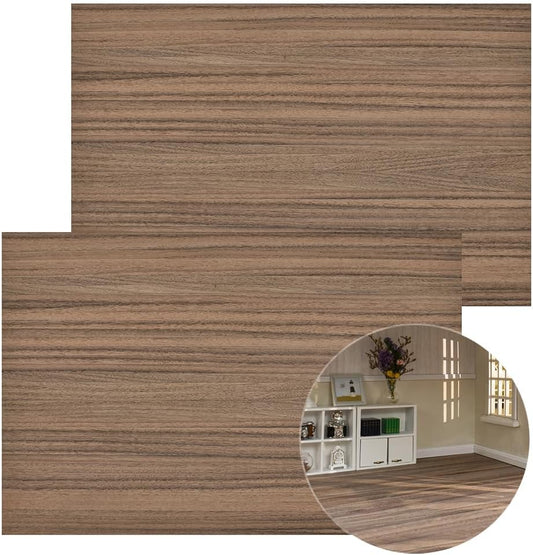 1:12 Scale And 1:6 Scale Dollhouse Flooring 17x11 Inches 2Pcs Miniature Dollhouse Accessories Classic Walnut For Dollhouse Furniture