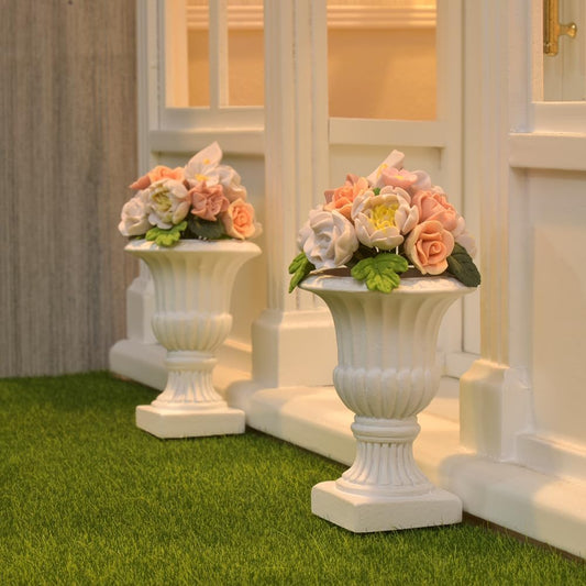 1:12 Scale Miniature Urn Planters 2pcs For Dollhouse Garden Fairy Garden Accessories Wedding Table Decor Miniature Dollhouse Furniture