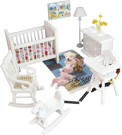 1:12 Scale Miniature Dollhouse Furniture Set Nursery Room Accessories 14 Pcs Lovely Decor