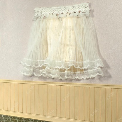 1:12 Scale Miniature Dollhouse Accessories Multi Layered Lace Tulle Curtains Set Of 2Pcs For Living Room Bedroom Decor