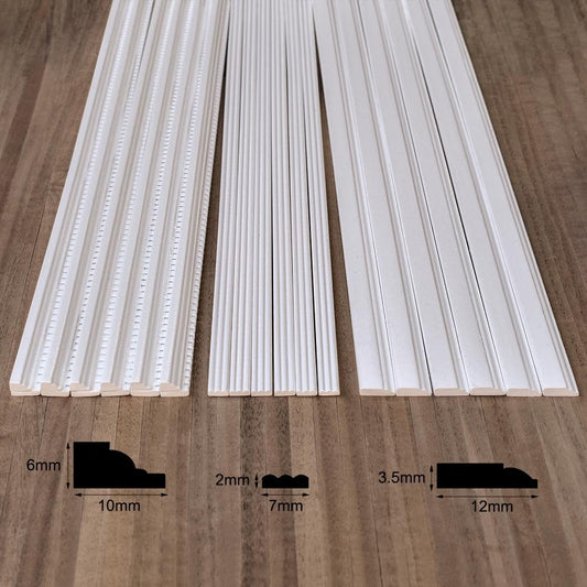 1:12 Scale Wooden Dollhouse Trims Skirting Board Moulding Cornice Miniature Dollhouse Accessories 17 Inch Long 18 Pieces Luxurious White