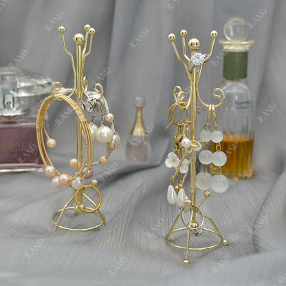 1:12 Scale Miniature Metal Jewelry Stand Organizer With Coat Rack Design For Earrings And Rings Miniature Dollhouse Accessory