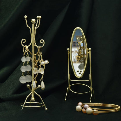 1:12 Scale Miniature Metal Jewelry Stand Organizer With Coat Rack Design For Earrings And Rings Miniature Dollhouse Accessory