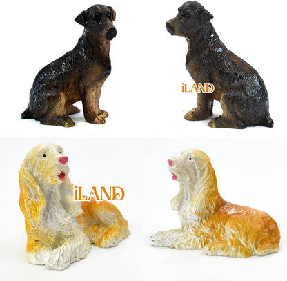 1:12 Scale Miniature Dollhouse Pet Dogs Set 4Pcs Hand Painted Realistic Miniature Figures Including Cocker Spaniel Dalmatian Basset Hound German Hunt Terrier Dog Cake Toppers