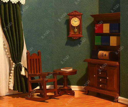 1:12 Scale Miniature Dollhouse Furniture Set Classic 4Pcs Chair Table Bookshelf Rug