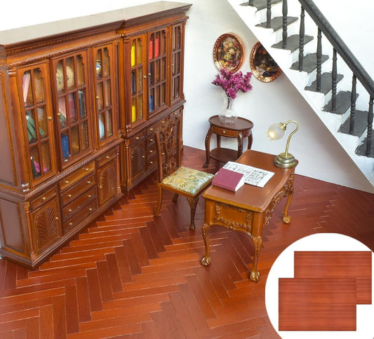 1:12 Scale And 1:6 Scale Dollhouse Flooring 17x11 Inches 2Pcs Miniature Dollhouse Accessories For Dollhouse Furniture Gorgeous Mahogany