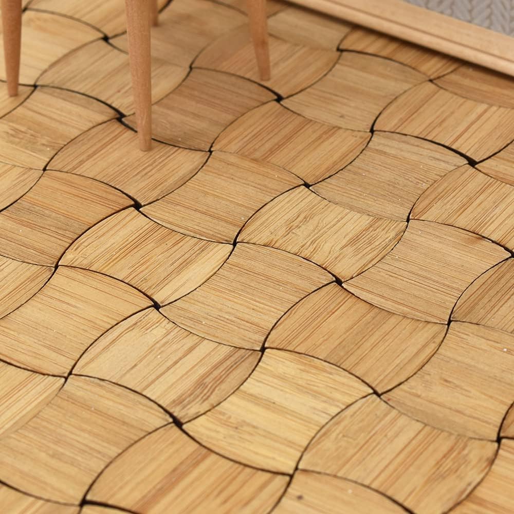1:12 Scale Bamboo Flooring Miniature Dollhouse Wooden Floor Boards Rectangular 48Pcs
