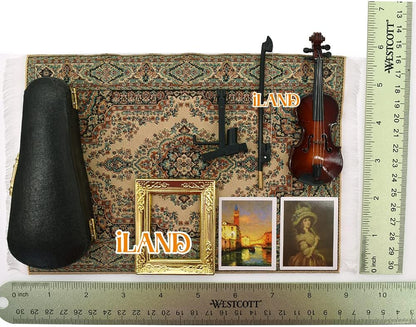 1:12 Scale Miniature Piano Music Box And Violin Dollhouse Accessories Romantic Gift For Musicians Miniature Furniture Classic Castle In The Sky
