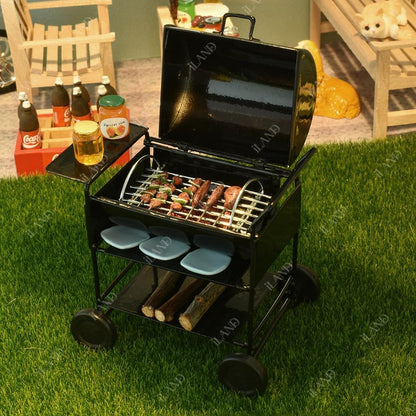 1:12 Scale Dollhouse Furniture Set Modern Patio Tables Garden Chairs BBQ Grill Mini Bike Miniature Dollhouse Accessories