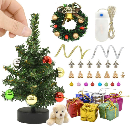 1:12 Scale Miniature Christmas Tree With Gifts Dollhouse Accessories For Elf Door Fairy Door Christmas Decorations