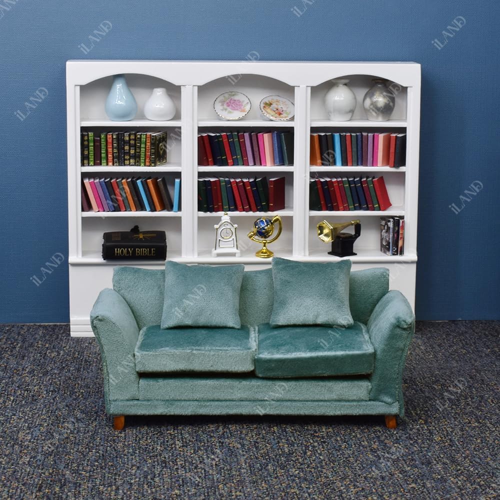 1:12 Scale Miniature Sofa Modern Dollhouse Furniture Living Room Misty Gray Velvet