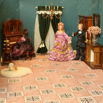 1:12 Scale 1:6 Scale Dollhouse Flooring Tiles Double Sided 30pcs Miniature Dollhouse Accessories Noble Swords In Vines Twill Marbeling