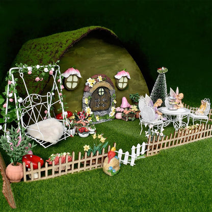 1:12 Scale Miniature Fairy Garden Accessories Fairy House Door And Windows For Trees Glow In Dark Yellow Flower Style